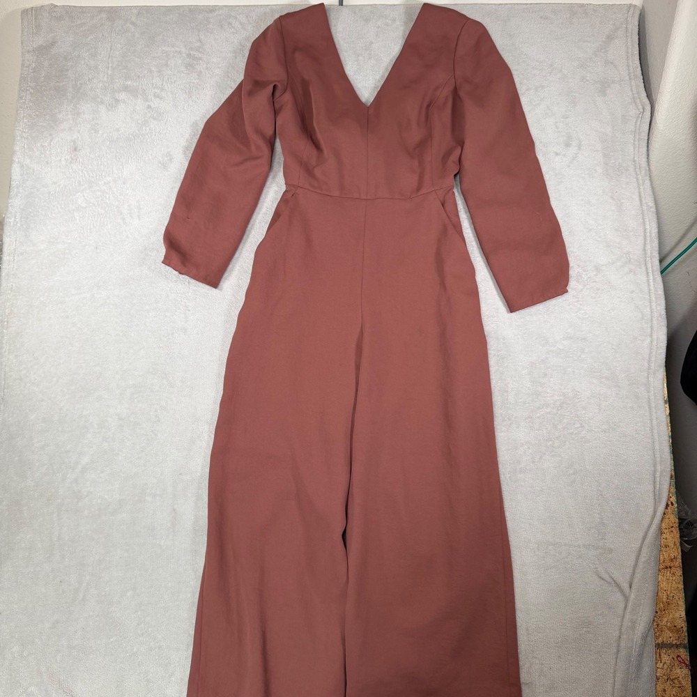 Wilfred Aritzia Terracotta Rust Tie Back‎ Long Sleeve Wide Leg Jumpsuit Size 10